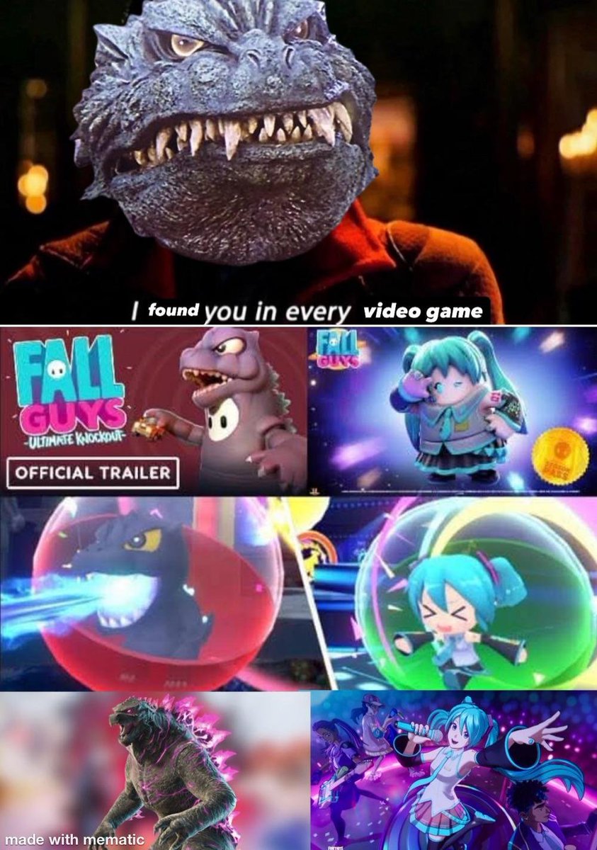 putting this Godzilla and Hatsune miku meme on the timeline