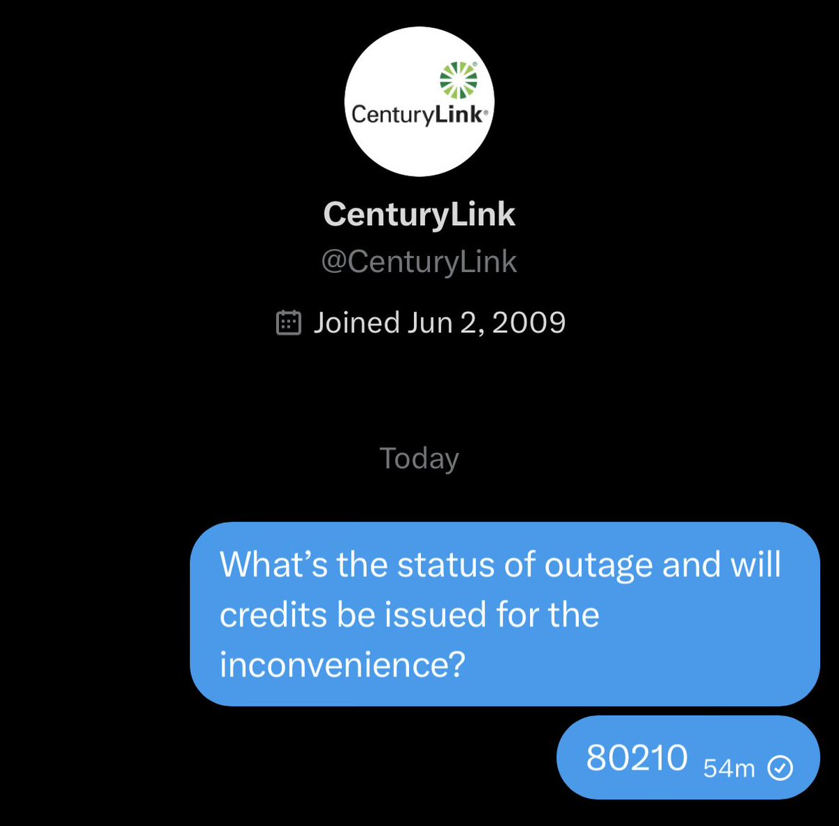 pdcolo1's tweet photo. @CenturyLink Still waiting https://t.co/P0O5nksAi6