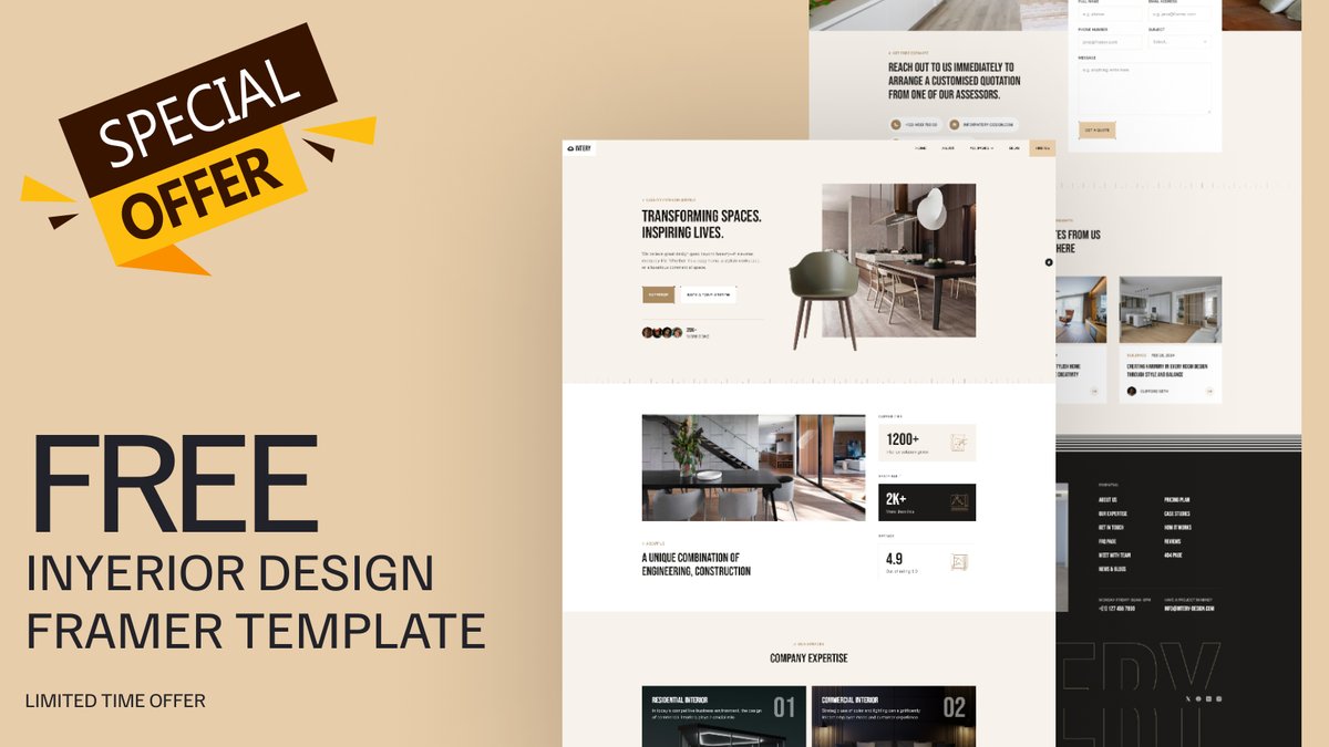 reddevsteam's tweet image. Intery — Interior Design &amp;amp; Home Decor Framer Template
Intery is a stylish and modern Framer template built for interior designers, home-decor brands, and creative studios. Showcase portfolios, highlight projects, and turn visitors into clients with design that feels like home.
We…