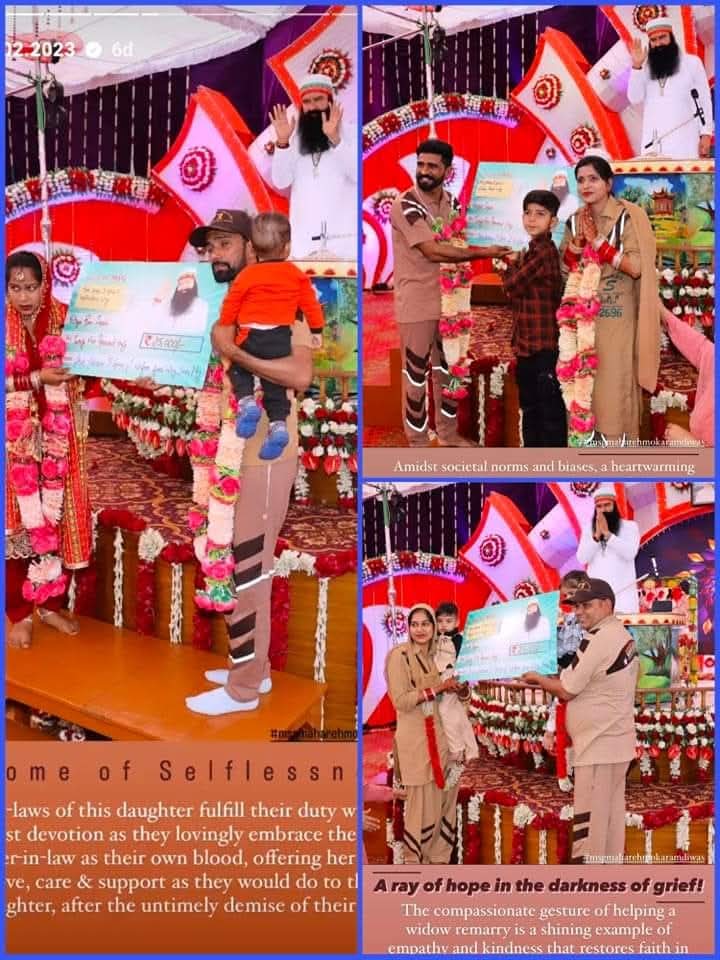 RandeepChauhan1's tweet image. विधवा महिलाओं का पुनर्विवाह सिर्फ एक सामाजिक बदलाव नहीं, बल्कि उनकी गरिमा, अधिकार और नई शुरुआत का सम्मान है। आइए, Saint Gurmeet Ram Rahim Singh Ji की इस पहल का समर्थन करें जो उन्हें अपनापन, सुरक्षा और खुशियों भरी नई ज़िंदगी की हिम्मत देती है। #WidowRemarriage #NewLightOfHope