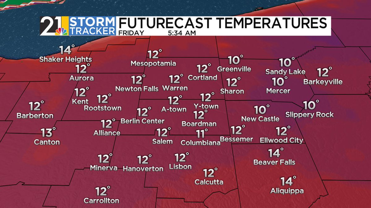 The big story later this week: cold. Friday's record low of 9 will be challenged.