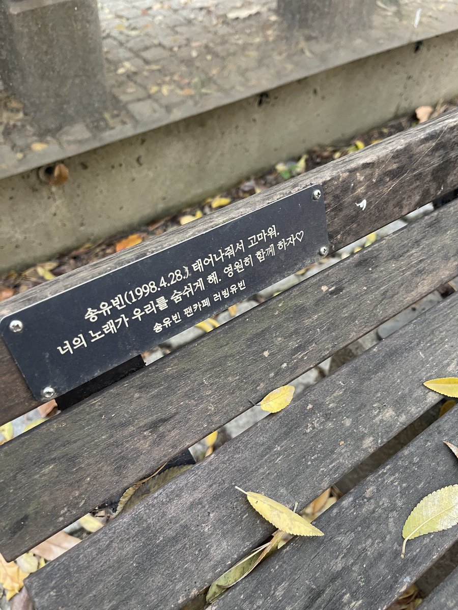 늦가을 즐기러 서울숲 갔다가 오랜만에😊 김국헌 송유빈 벤치에도 들리고 옴.

晩秋の紅葉を🍁楽しみにソウルの森に久しぶりに遊びに行ったので、グッコンとユビンのベンチにも立ち寄って来ました。