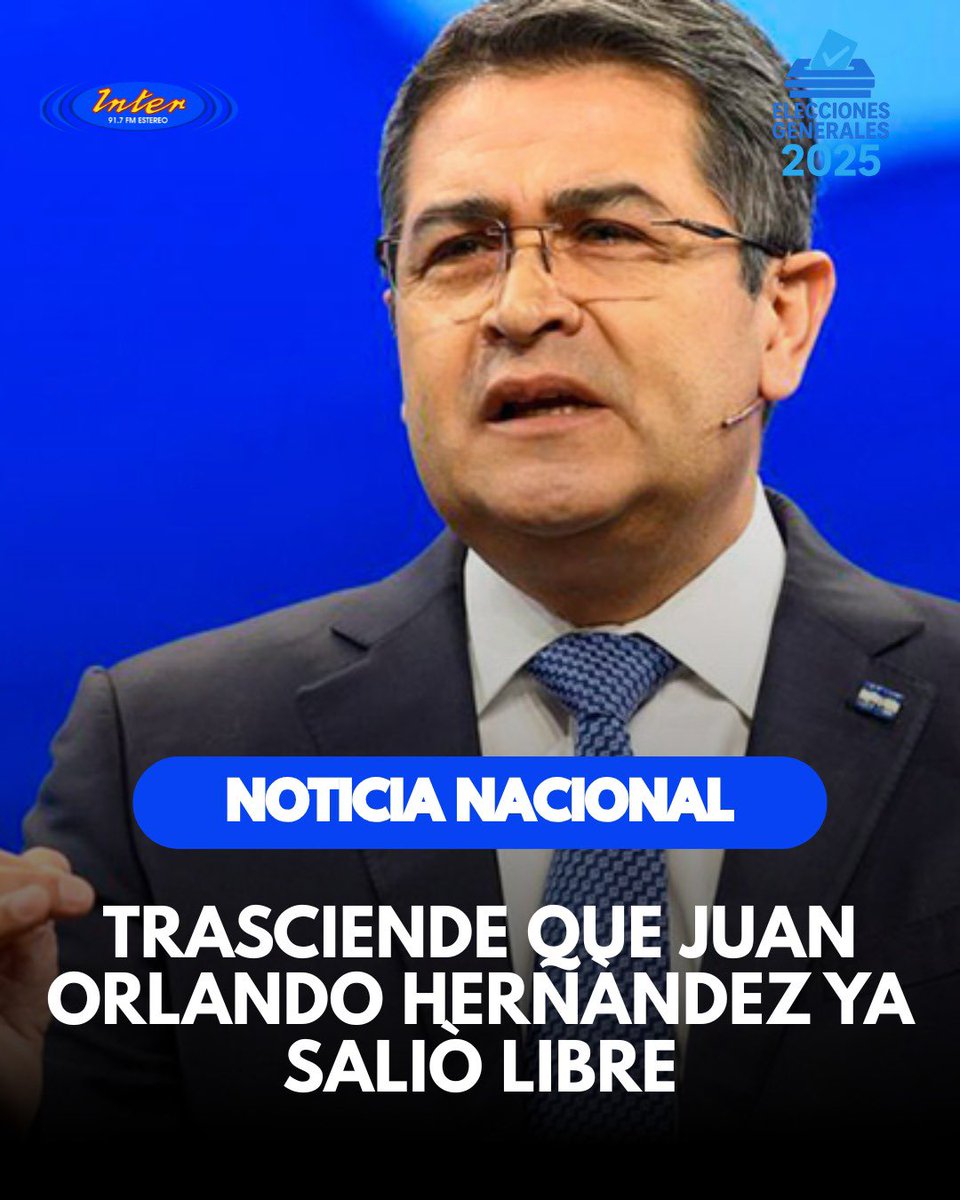 🚨ÚLTIMA HORA 🚨

JUAN ORLANDO HERNÁNDEZ YA ESTARÍA LIBRE 

El expresidente de Honduras habría sido liberado de la cárcel este día, según información revelada por su abogado, Renato Stabile, tras ejecutar el indulto obtenido por Donald Trump.