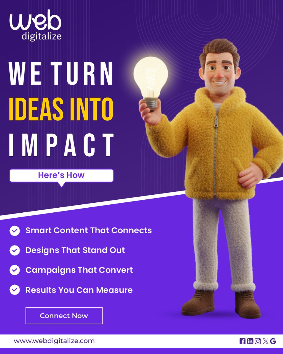 WebDigitalize's tweet image. Great ideas deserve great impact. 💡
At Webdigitalize, we turn your brand vision into measurable growth — through smart content, standout design &amp;amp; high-converting campaigns.

Start creating impact today 👇
🔗 webdigitalize.com

#webdigitalize #DigitalMarketing #BrandGrowth