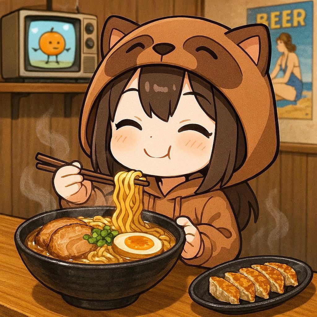 akagi401's tweet image. みそラーメンを食べるたぬ！

たぬの中の人の近所のラーメン屋のみそラーメンはこってりスープに山椒も入っていて体がポカポカになるたぬ！在宅勤務の時はよく行ってるらしいたぬ
餃子も大きくて食べ応えあるたぬ〜