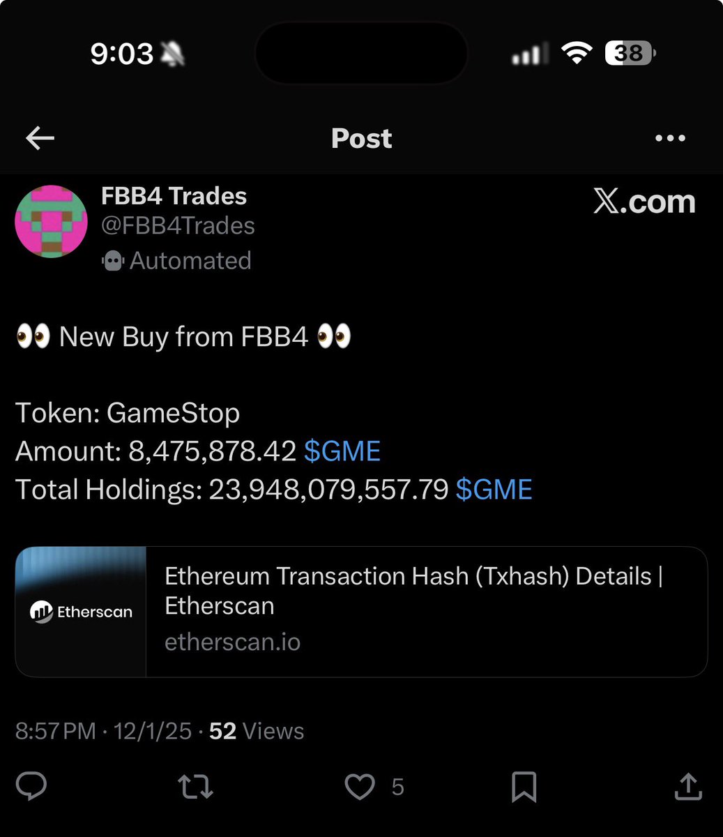 While all of crypto is bleeding…there is only 1 that’s always seems to be thriving. Up almost 10% since noon and showing no signs of stopping. <a href="/fbb4official/">FBB4</a> is a legend! 

<a href="/GMEethereum/">GME Ethereum</a> is the ticker! Don’t wait too long….moon is imminent! Right <a href="/RamezKhanJamali/">Ramez Jamali</a> 🚀🚀