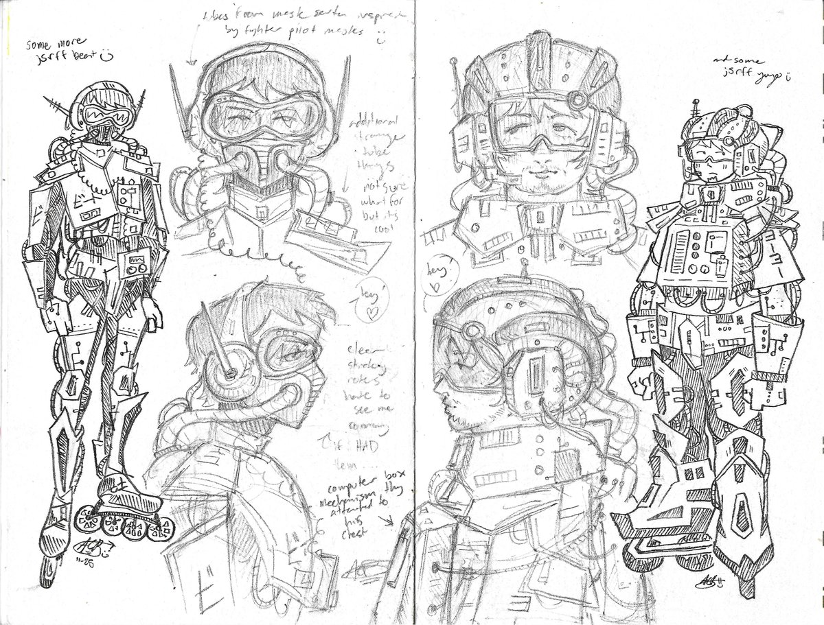 aid_exp's tweet photo. jsrff (jsrf au) beat and yoyo from like a few weeks ago that i rly wanted to share, i think this is the best jsrff art ive done so far \o/
i hate how washed out yoyos colors look when scanned but we ball. can you guys tell i really really love drawing mech stuff

#jetsetradio https://t.co/SRo7roUENO
