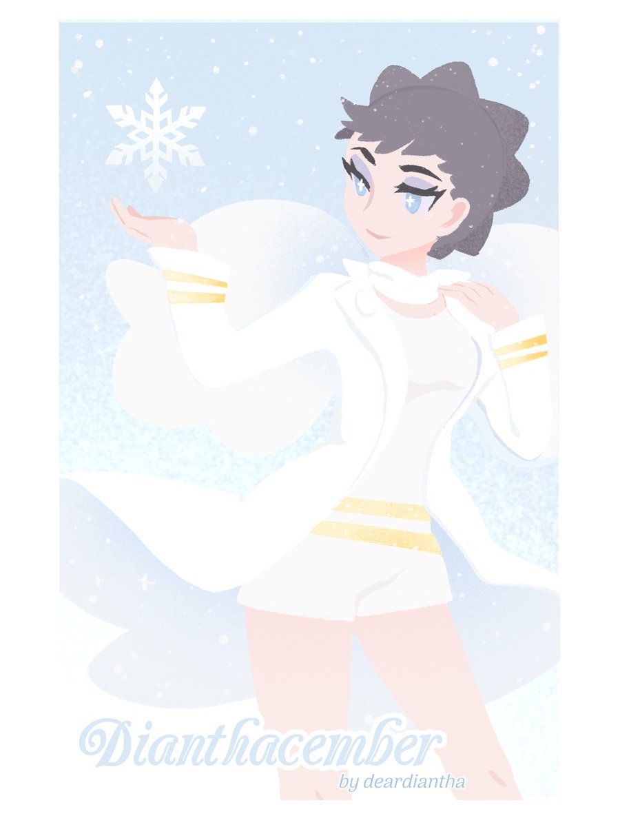 DailyDiantha's tweet image. 🪽 𝑫𝒂𝒚 𝟖𝟏
      December is here ❄️  
And we&apos;re dedicating daily posts  
    to darling Champion Diantha!  

     Has snow fallen yet?  
This beautiful print was illustrated  
  by our lovely admin Dear.Diantha