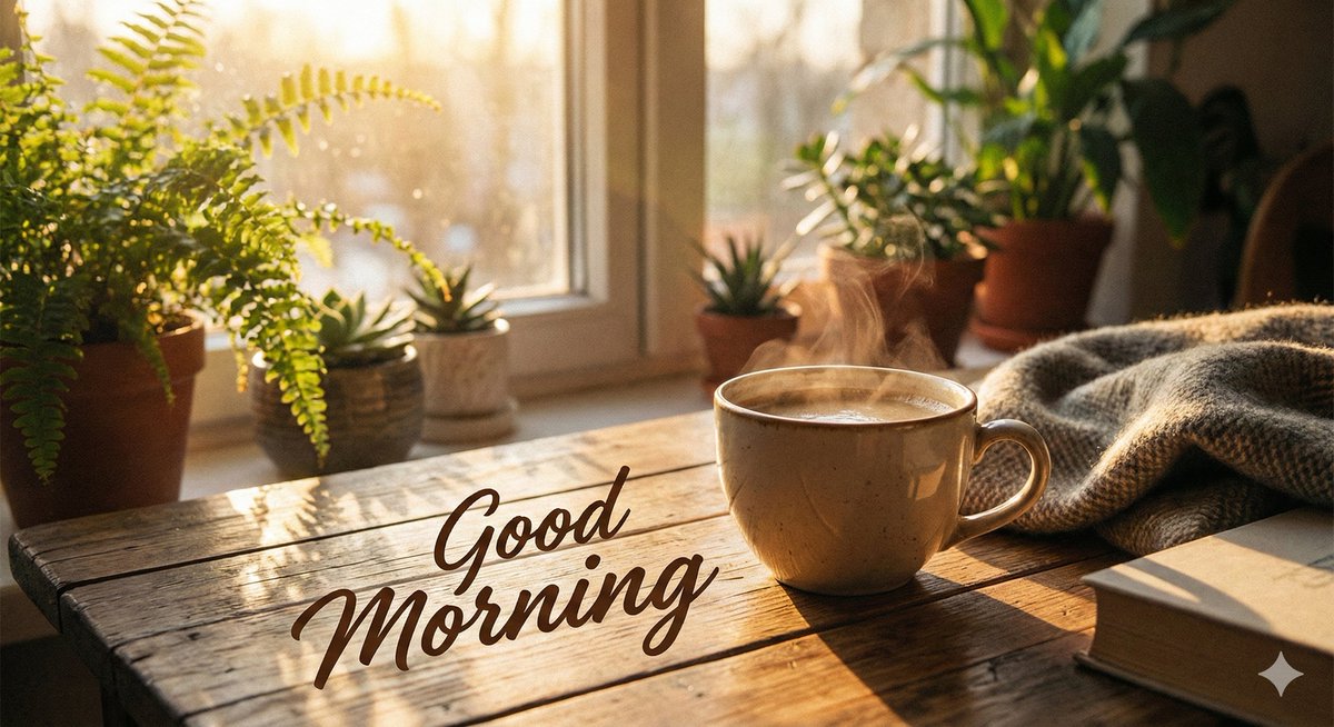 “Good morning ☕🌿 Let your day unfold gently, with peace in your mind and warmth in your heart.”