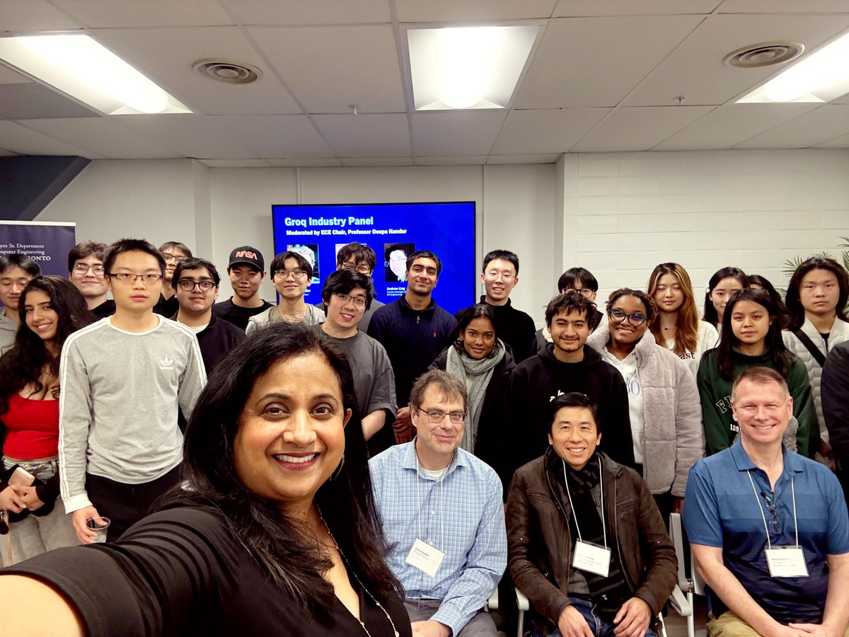 DeepaKundur's tweet photo. Great visit from Groq, a leader in AI computing and accelerated inference tech! 💡 

Thanks to Andrew Ling, Stuart Lindsay &amp; Chris Candler for an engaging session with our students on hardware innovation, AI infrastructure, and developing hands-on skills to stand out. https://t.co/w56zIi0d8k