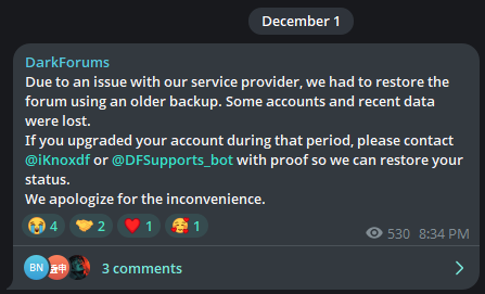 CTI_Updates's tweet image. DarkForums suffered a recent issue with their db

#threatintel #osint #ohnomydatabase