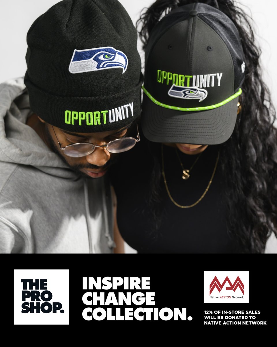 SeahawksProShop's tweet image. Shop the 2025 Inspire Change Collection. 12% of the in-store sales proceeds will be donated to the Native Action Network, an organization that builds intergenerational leadership and amplifies the voices of Native women!

Shop now » shwks.com/szrfb3wc