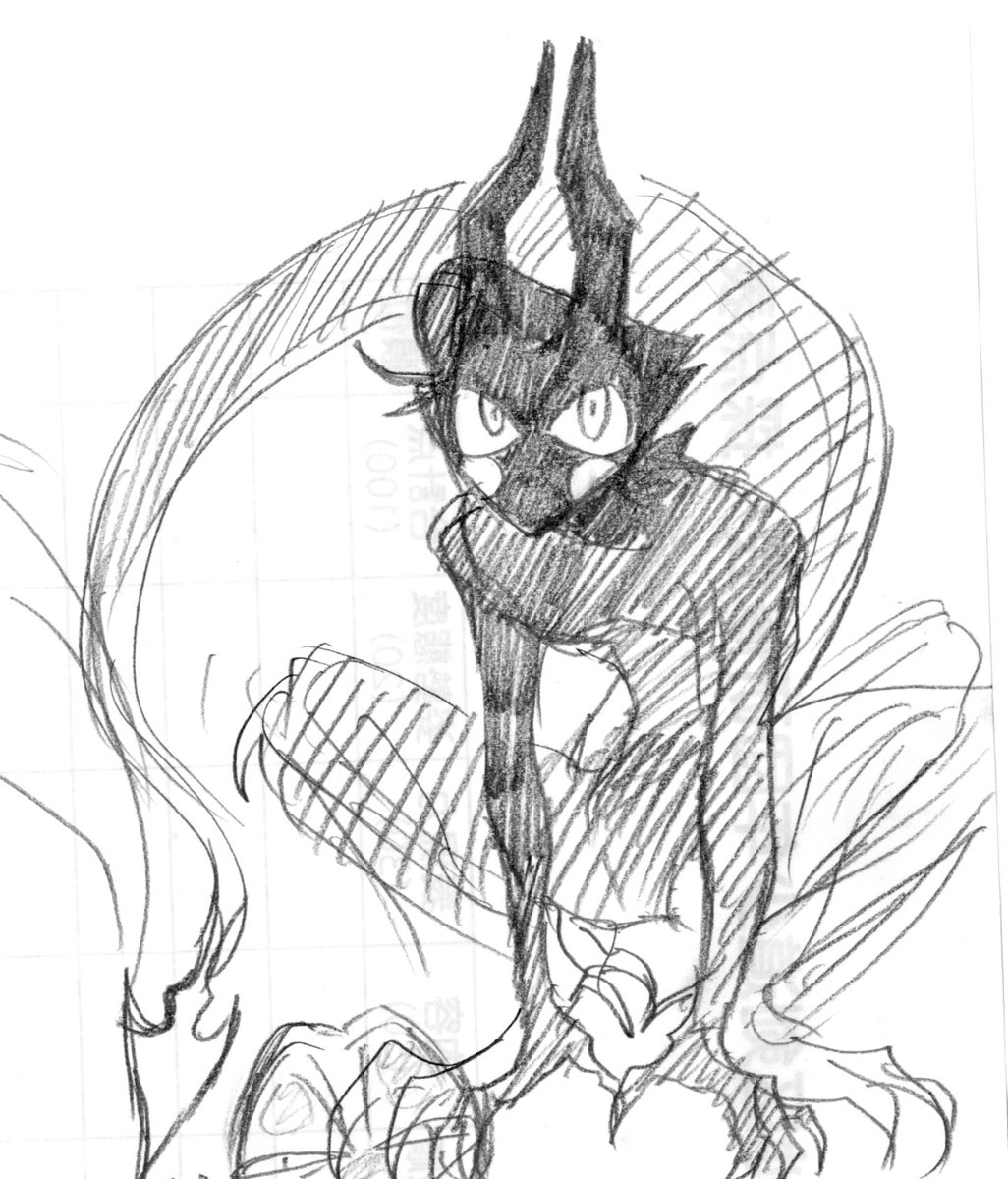 kkkui000's tweet image. 昨日描いた黒ルシ(仮)？のらくがき