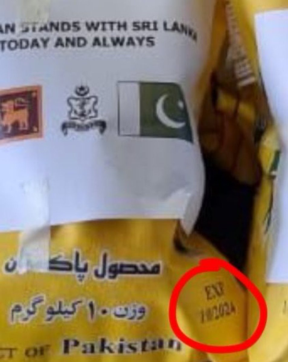 rishibagree's tweet image. Instead of disposing in garbage, Pakistan chose to send its expired Food materials to flood hit Sri Lanka