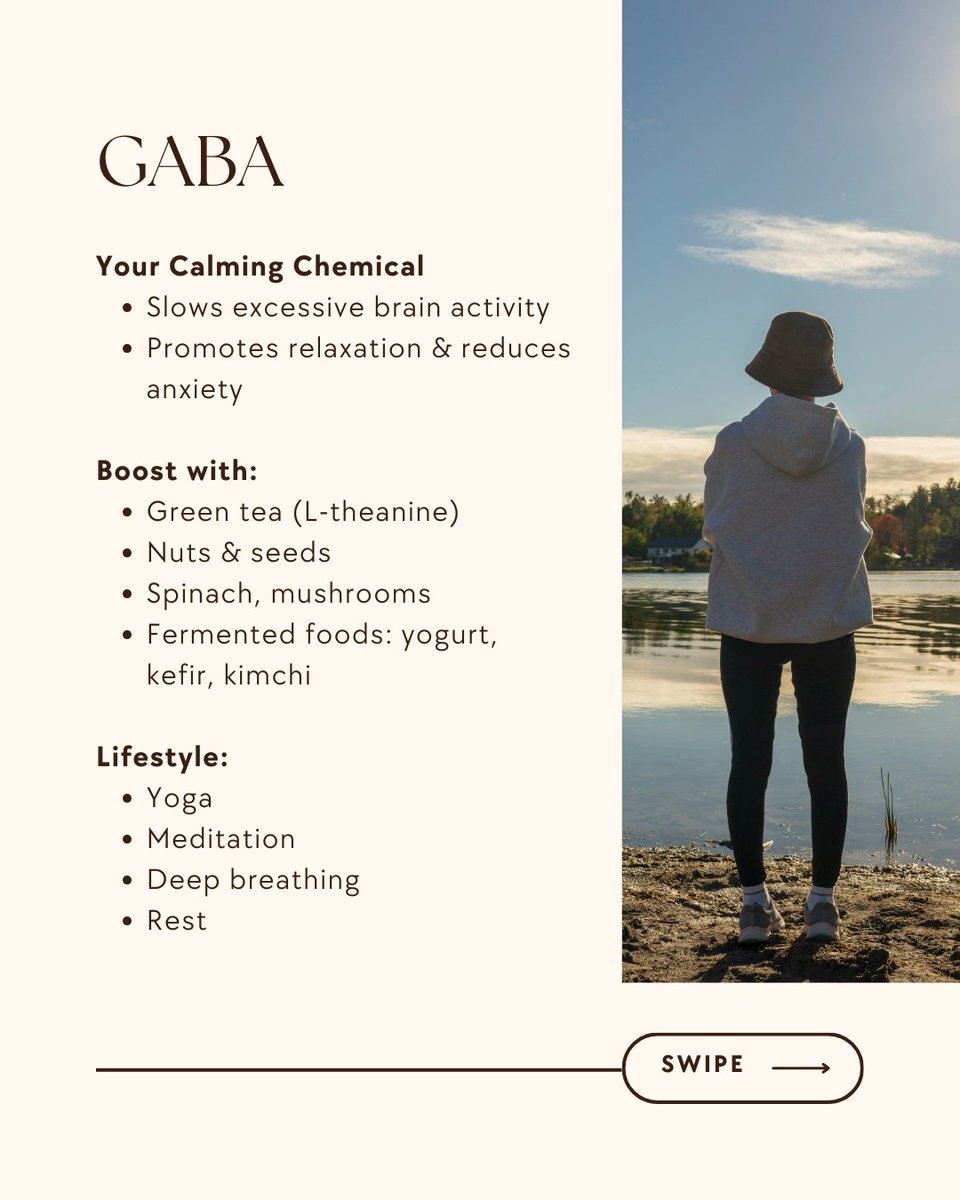 DeeptaNagpal's tweet image. Your “Happy Hormones” Explained and How Food Helps Boost Them Naturally.

Swipe to learn, GABA, serotonin, endorphins and oxytocin all play different roles in mood, sleep, stress, digestion, connection and overall emotional wellbeing.

This carousel breaks down:
- What each…