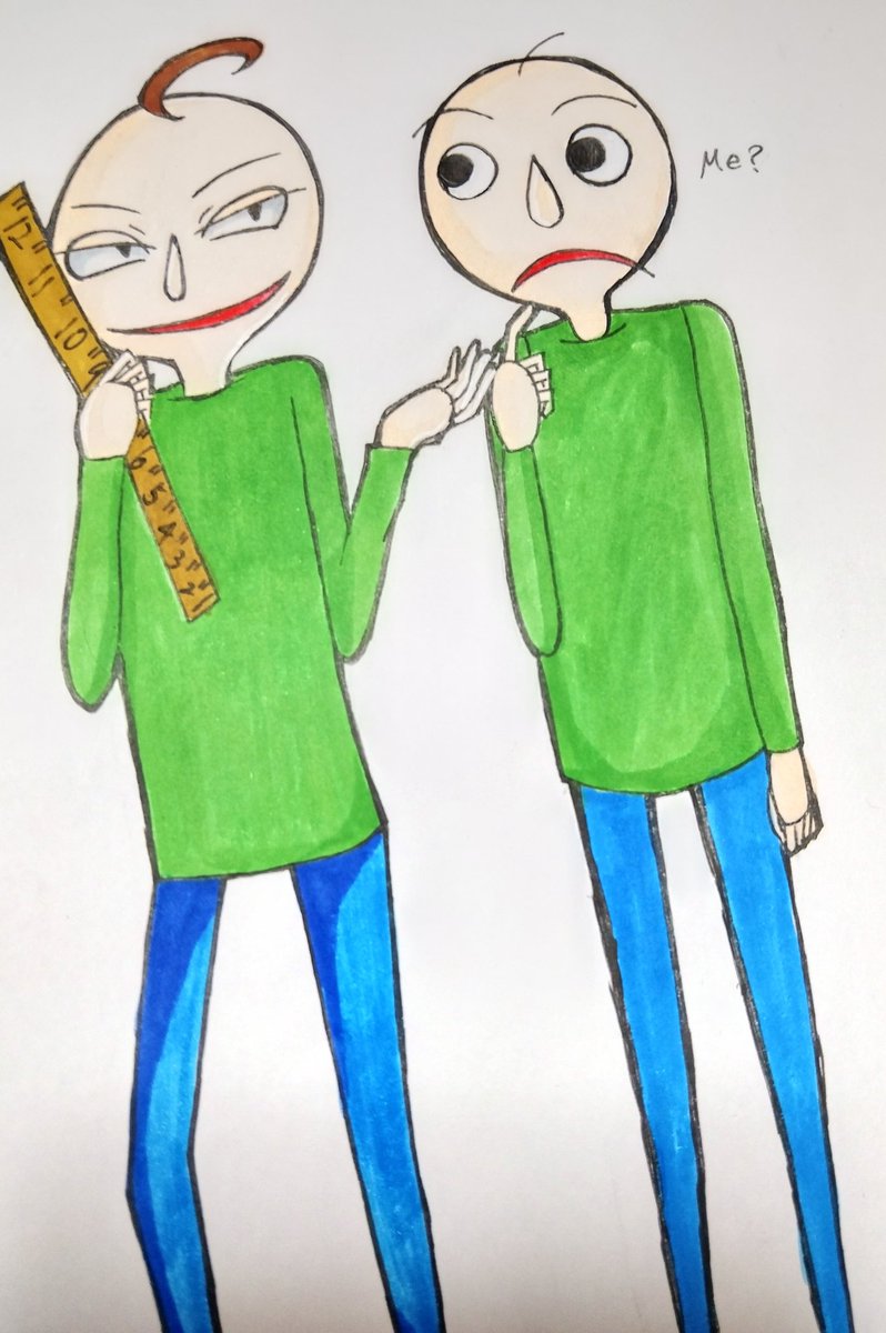 mokomoko851915's tweet image. #BaldisBasics 
もこもこ家のBaldi先生(左)と原作Baldi先生です！
うちのBaldi先生はゲスくて目つき悪いです😋(私の性癖)