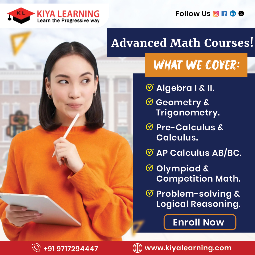 kiya_learning's tweet image. Take your child’s math skills to the next level!
Our Advanced Math Courses help students master complex concepts, sharpen logical thinking.

#AdvancedMath #MathCourses #KiyaLearning #STEMSkills #MathMastery #OnlineLearning #MathForKids #AcademicExcellence #ProblemSolving