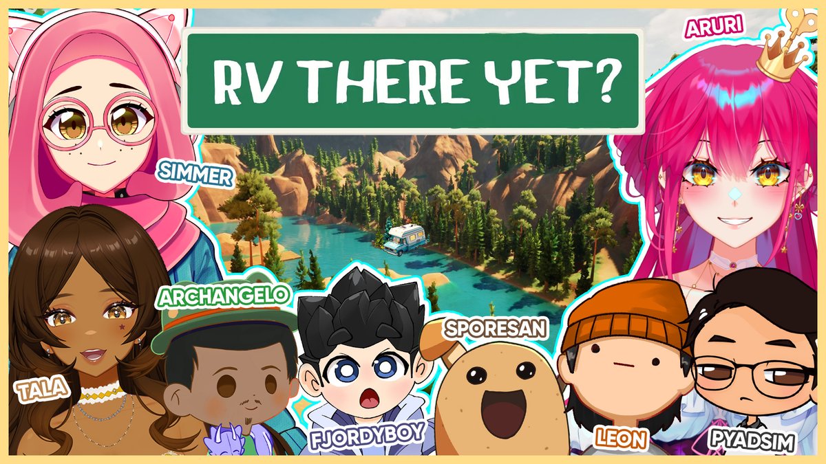 🚙 The postponed 'RV There Yet?' collab is happening tonight! 💥

TIME ✦ 9pm GMT+8 / 8am ET / 5am PT

LINKS
✦ youtube.com/watch?v=7SJN7e…
✦ twitch.tv/arurivtuber

We have a new guest joining us as well, come watch the chaos unfold!! 🔥