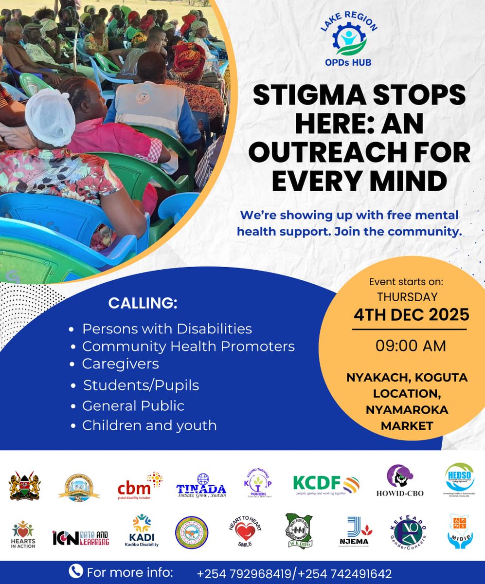 Stigma against persons with disabilities fuels mental health challenges.
As members of the Lake Region OPD Hub, we join others for a community sensitization at Nyamaroka Market, Nyakach.
HEDSO remains committed to inclusion, dignity &amp; equal participation for all.#PWDsinclusion