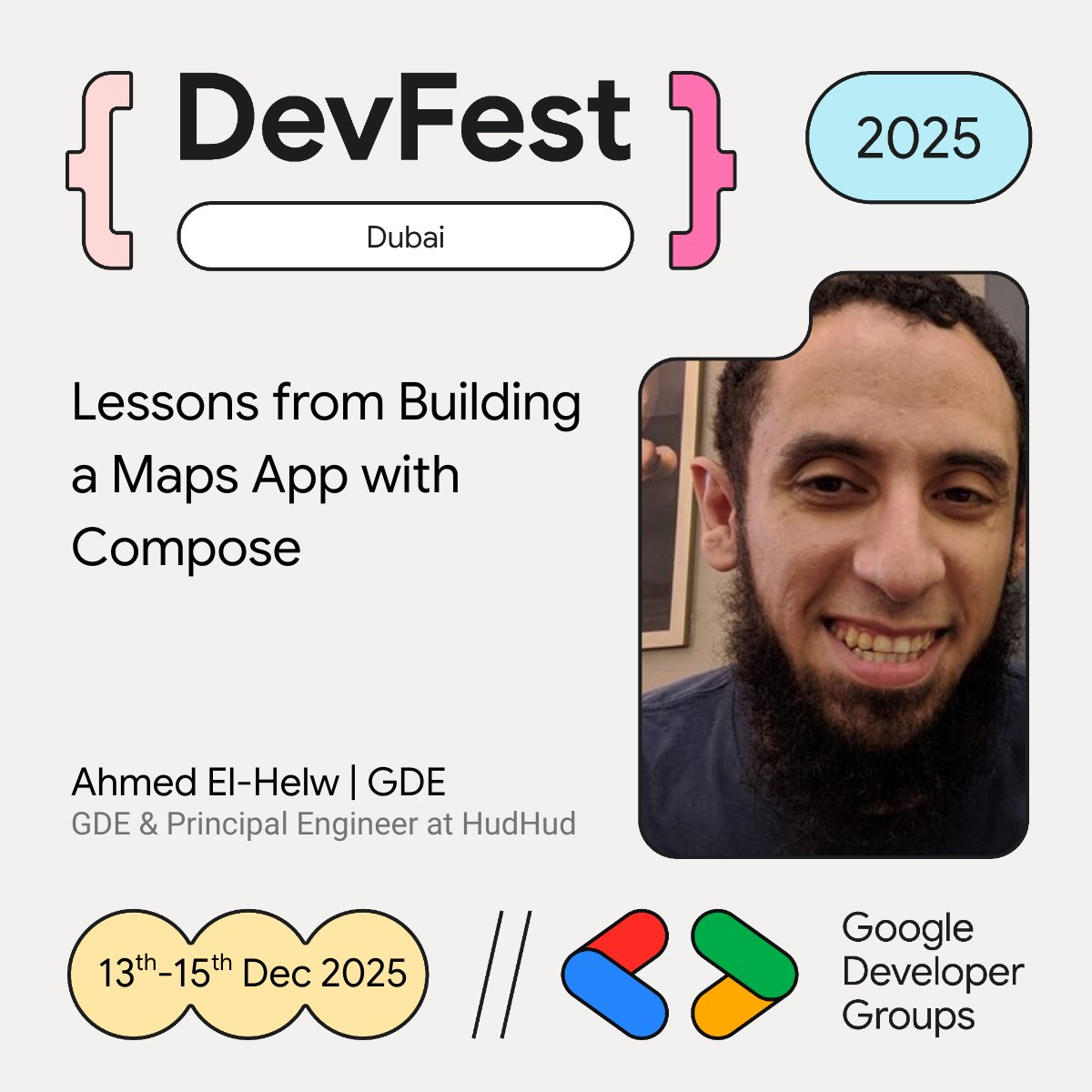 GDGDubai's tweet image. 🚨 Speaker Alert! Learn from GDE Ahmed El-Helw (@ahmedre) at #DevFestDubai! 

He&apos;ll share &quot;Lessons from Building a Maps App with Compose&quot;, covering architecture, performance, &amp;amp; more from HudHud Maps. 

Don&apos;t miss it! 
gdg.community.dev/events/details… 

#DevFest #AndroidDev #Compose