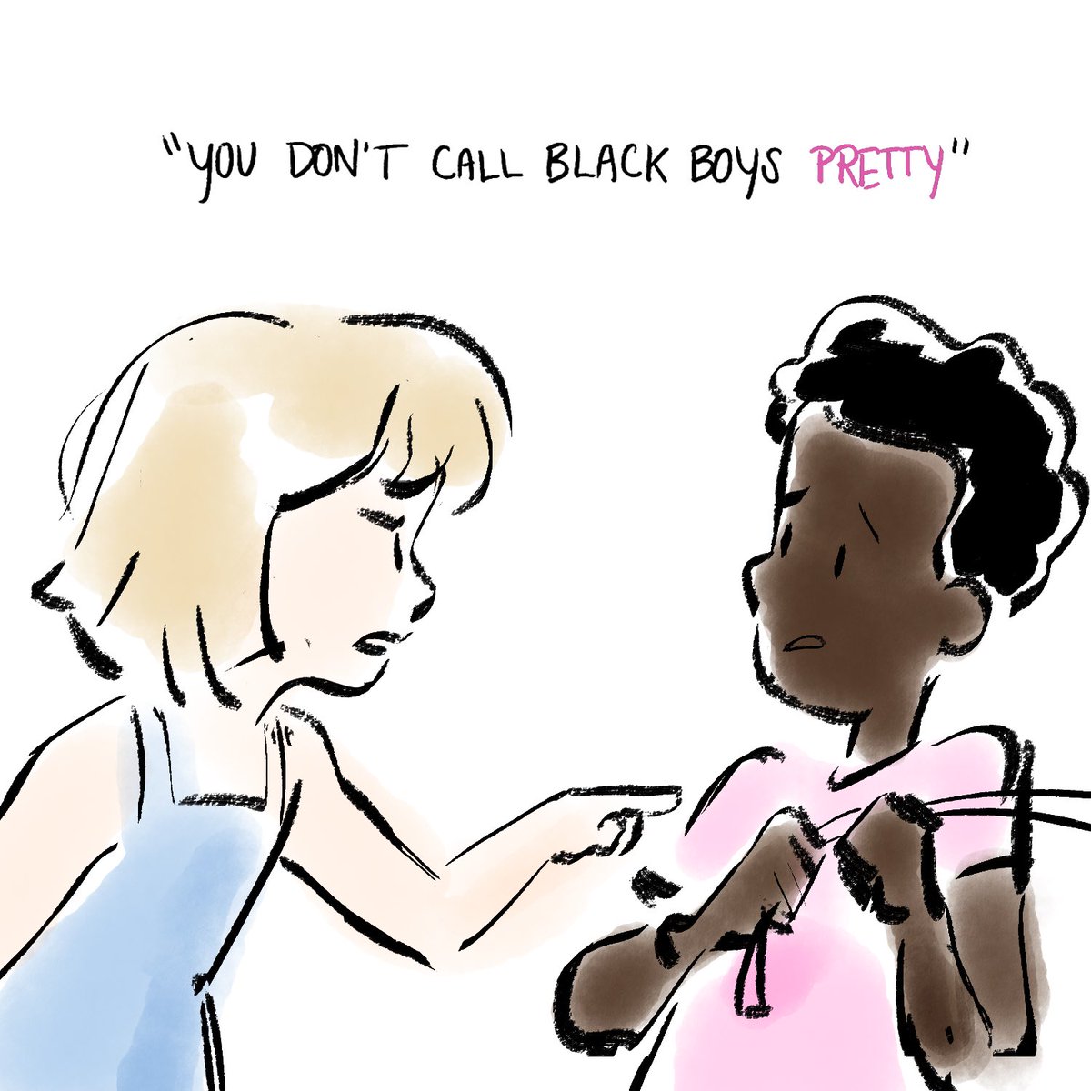 jay_rayart's tweet image. When I was in 5th grade i wore a pink shirt to school and a girl told me black boys couldn’t be pretty (1/2)