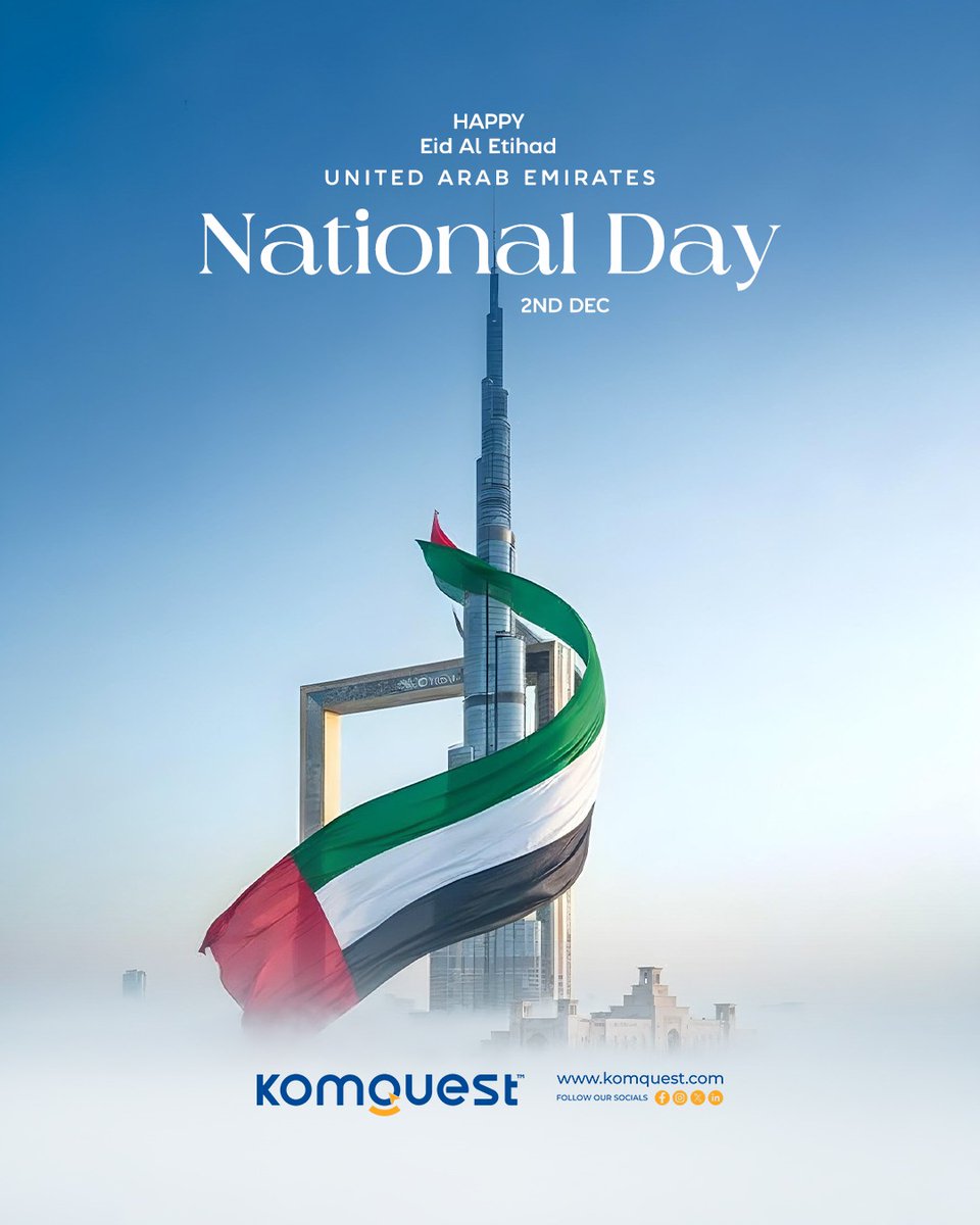 KomQuest's tweet image. Celebrating the spirit of unity, heritage and progress. Happy UAE National Day! 

#UAENationalDay2025  #Spiritofunity #Uaeheritage #UAE