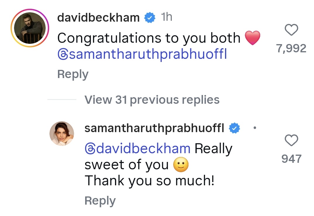 David Beckham wishes Samantha✨
<a href="/Samanthaprabhu2/">Samantha</a> ❤️‍🔥
#Samantha #SamanthaRuthPrabhu