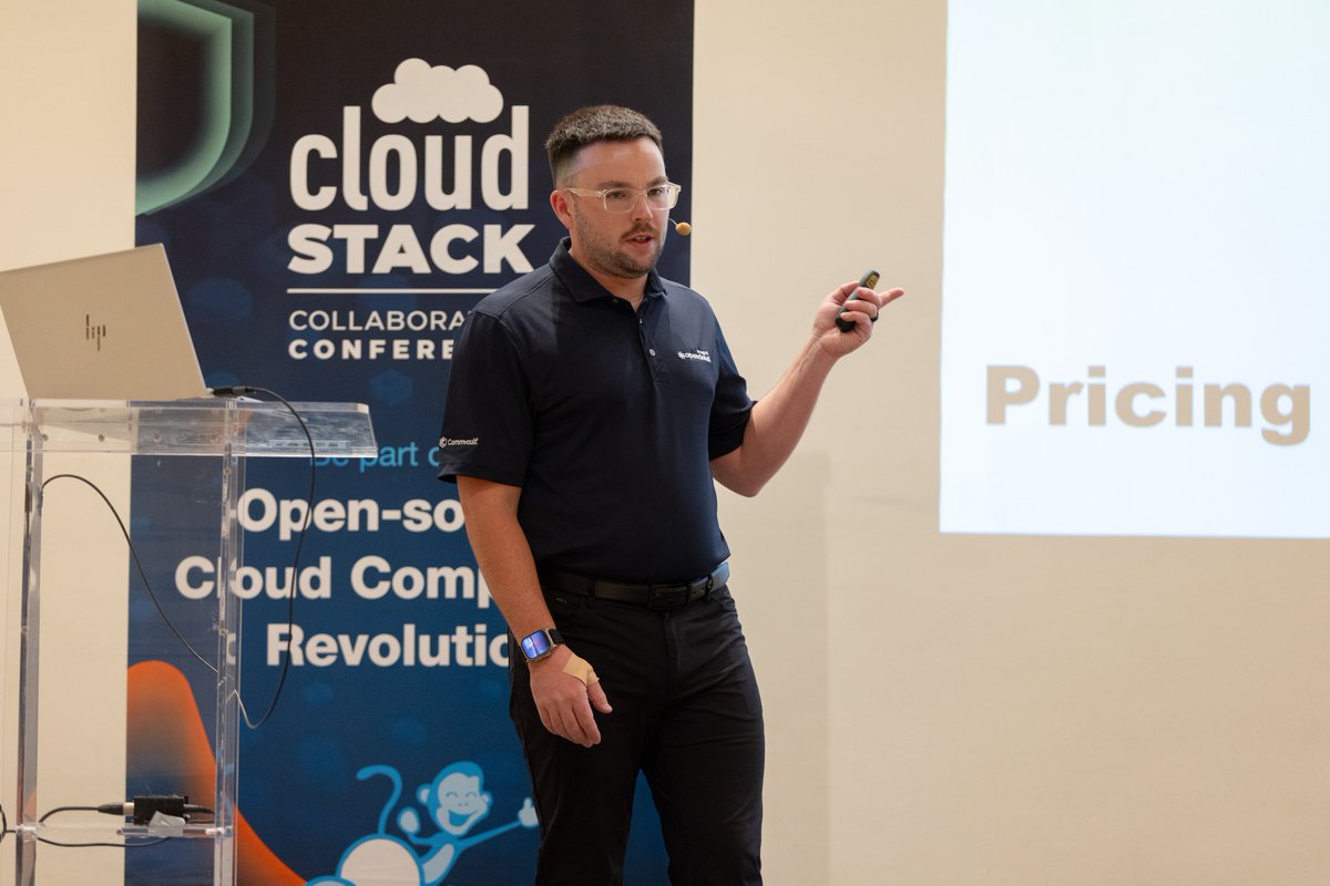 CloudStack's tweet image. #CloudStackCollabRecap! 

David Humes from @ussignalcom sharing real lessons from launching an enterprise cloud and what’s coming next including VDI, on-prem and high-performance compute.

Subscribe and tap the bell to be notified when sessions go live!
👉 cloudstack.short.gy/uJ1Z8H