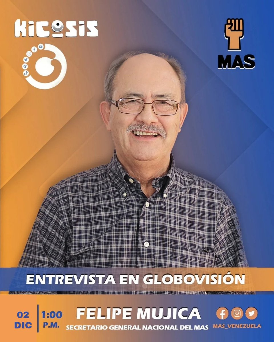Este martes el secretario general nacional del MAS, Felipe Mujica, estará conversando con Kico Bautista en  @kicosisgv por <a href="/globovision/">Globovisión</a>

Reposición a las 11:00 pm

¡Atentos a la entrevista!
<a href="/felipemujicah/">felipemujicahdez</a>