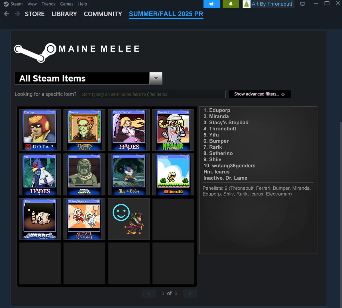 MAINE MELEE SUMMER/FALL 2025 PR
LOVE MAINE LOVE MELEE SHOUTOUTS EVERYONE WHO WENT TO AN EVENT ALSO SHOUTOUTS CATFISH (father of one) FOR GIVING ME HIS OLD PC WHEN MINE EXPLODED HALFWAY THROUGH MAKING THIS
pr and cards below (ill post the full arts when im home in a couple days)