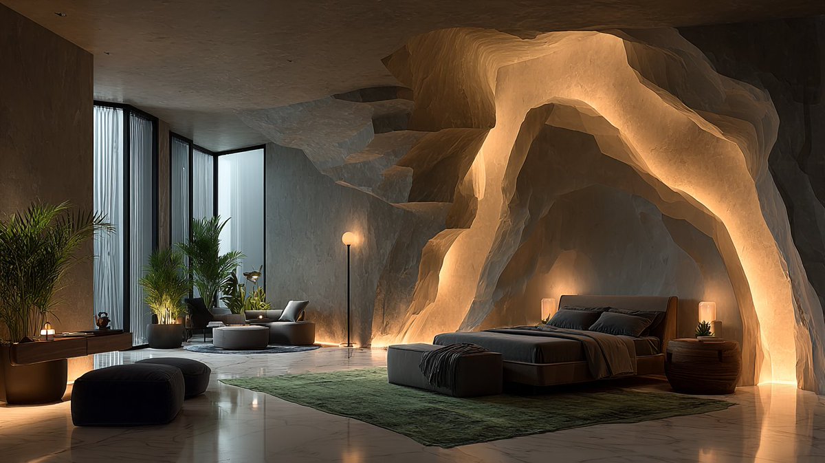 phokuinc's tweet image. Quiet luxury meets the Stone Age. Deeply primal yet peaceful about these textures. The perfect place to disconnect from the digital world. #InteriorArchitecture #ConceptDesign #moodboard