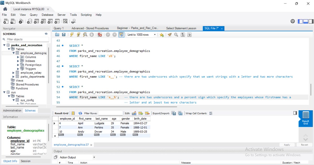 iameberedavid's tweet image. Data Analytics Consistency Challenge

Day 31:
Today, I wrote codes using MySQL. I practiced with a YouTube video by @Alex_TheAnalyst where he worked with the SELECT, DISTINCT, and WHERE statements. He also explored the logical operators and like statements.

Why this matters?
I…