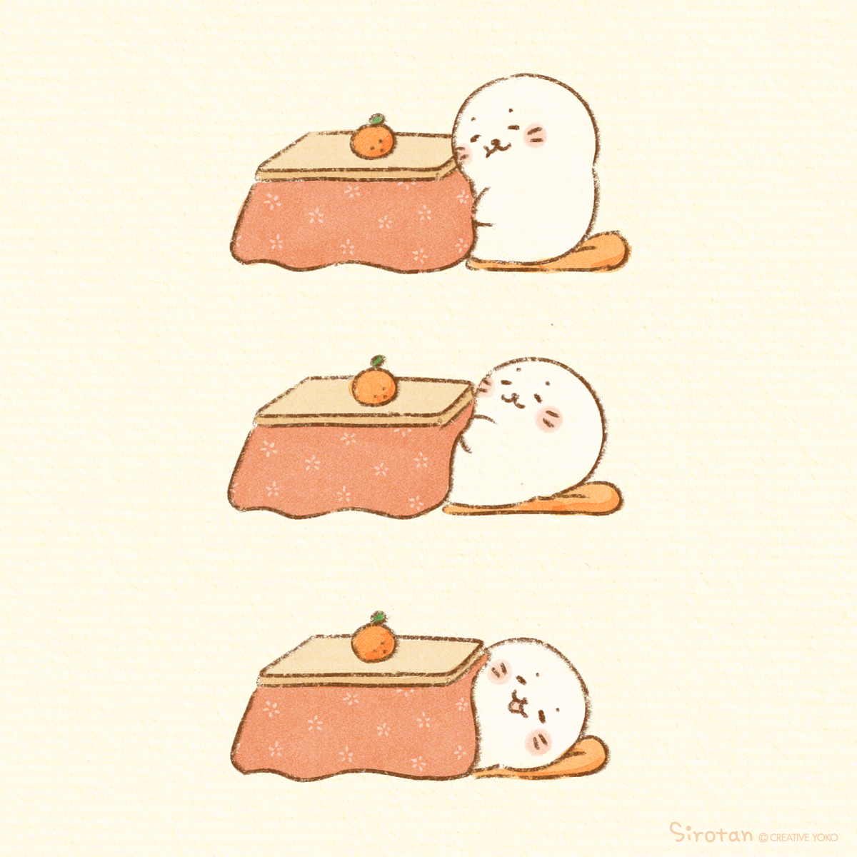 (=´ω`=)「こたつってあったかくてきもちいい～♪
あれ？気づいたらまた寝っころがっちゃった...」

#しろたんのまいにち #しろたん