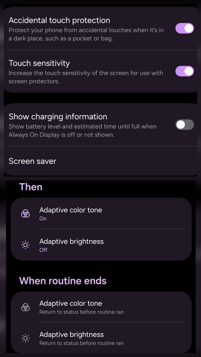 Wvisioncreation's tweet image. When I buy a flagship, I use it like a flagship.

S25 Ultra always on QHD+ 120Hz, touch sensitivity ON for the screen protector.

Modes &amp;amp; Routines handle everything automatically Extra Brightness + Adaptive Color only for Netflix, Prime, YouTube,
Disney, HBO, then auto-switch…