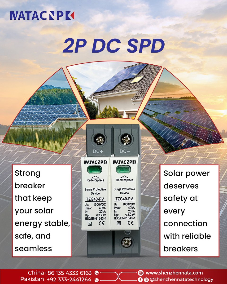 ShenzhenNata's tweet image. 𝐏𝐨𝐰𝐞𝐫 𝐲𝐨𝐮𝐫 𝐬𝐨𝐥𝐚𝐫 𝐬𝐲𝐬𝐭𝐞𝐦 𝐰𝐢𝐭𝐡 𝐜𝐨𝐧𝐟𝐢𝐝𝐞𝐧𝐜𝐞.✨

TZG40 PV from Shenzhen Nata Technology: strong 40kA, 1000VDC surge protection, IEC/EN61643-1 certified.

🌐 Shenzhennata.com
.
.
#ShenzhenNataTechnology #SolarEnergy #DCBreaker #SolarPowerSystem