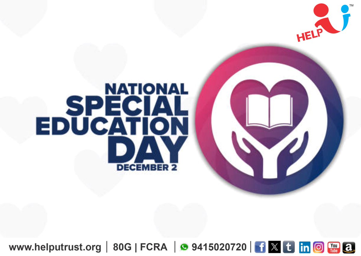 HelpU_Trust's tweet image. “राष्ट्रीय विशेष शिक्षा दिवस” हमें यह प्रेरणा देता है कि हर बच्चे की प्रतिभा और जरूरतों का सम्मान करते हुए उन्हें समावेशी, संवेदनशील और समान अवसरों वाली शिक्षा प्रदान की जाए ।

आइए, हम मिलकर ऐसा शिक्षण वातावरण बनाएं जिसमें प्रत्येक बच्चा आत्मविश्वास और गरिमा के साथ अपने सपनों तक…