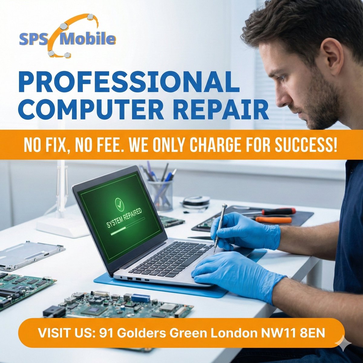 spsmobile's tweet image. 💻 Need fast computer repair? We fix laptops &amp;amp; PCs with a NO FIX, NO FEE guarantee! 🔧 @spsmobile 
Visit us: 91 Golders Green, London NW11 8EN.
#ComputerRepair #LaptopRepair #TechSupport #NoFixNoFee #LondonTech #GoldersGreen #SPSMobile