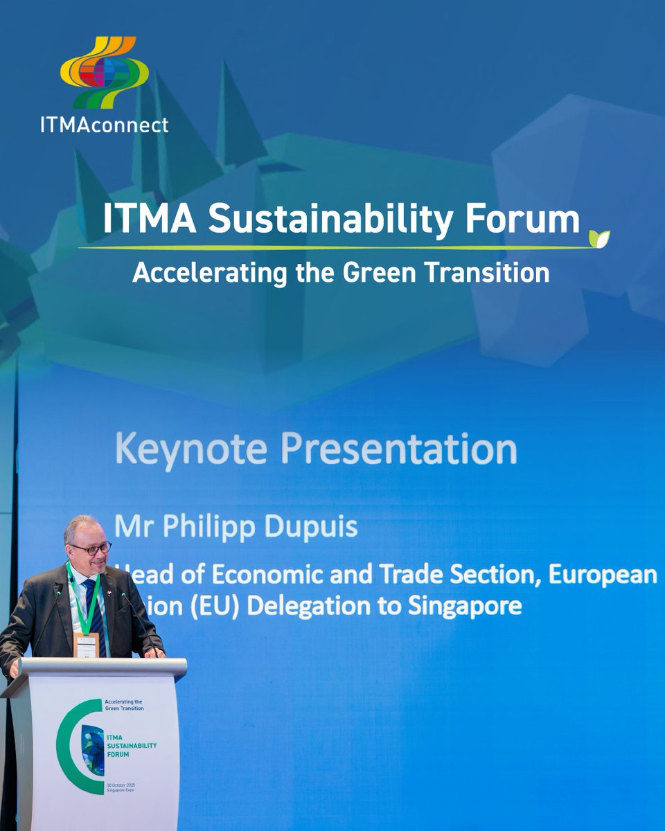 ITMA2027's tweet photo. Shaping the industry’s green future, the first ITMA Sustainability Forum brought industry leaders together to share insights on EU regulations, green finance and circularity.

Watch on-demand: https://t.co/CrsL22f9cr https://t.co/B2F6Dk9LBW