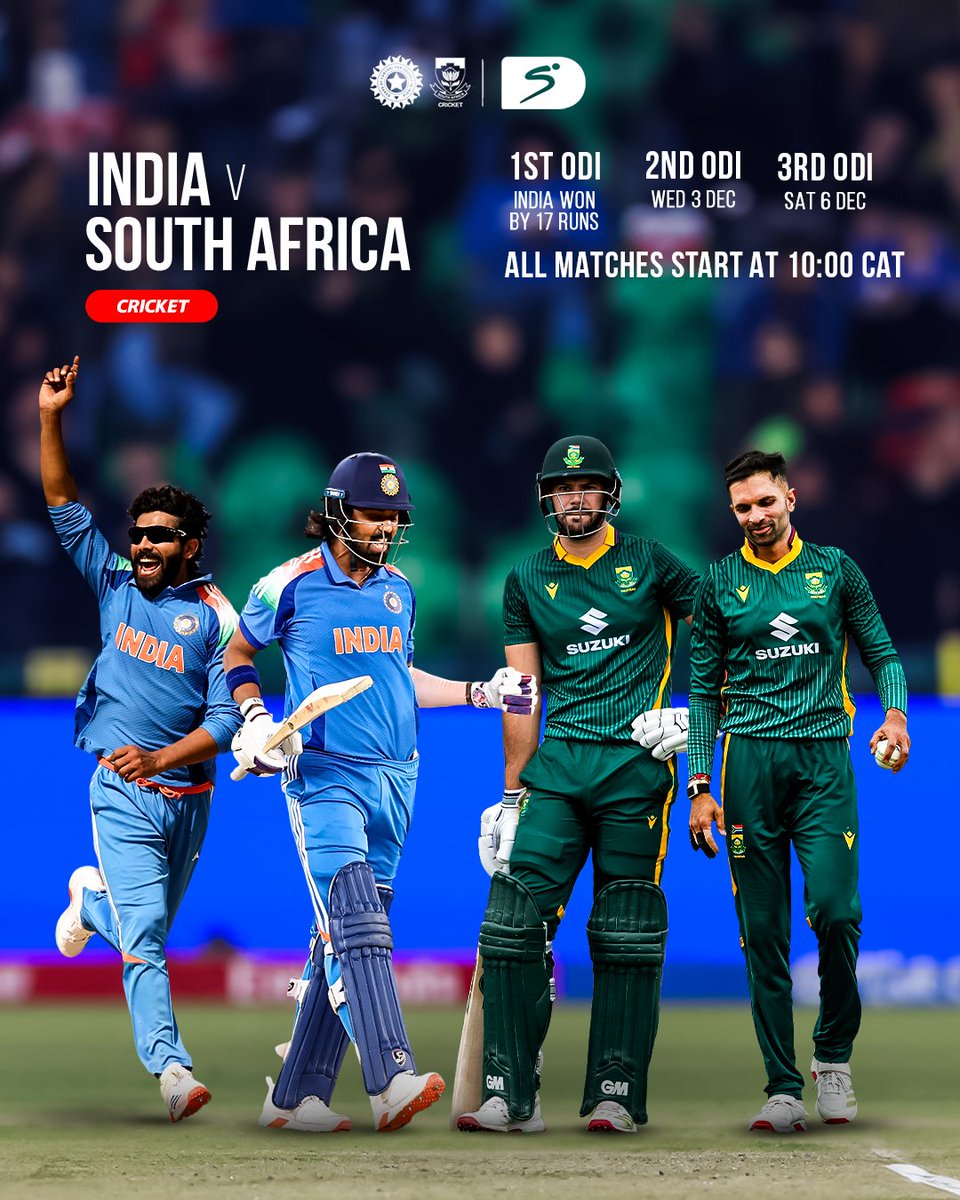SuperSportTV's tweet photo. India take a 1-0 lead into the second ODI against the Proteas Men 🇮🇳🇿🇦

Coverage of Wednesday's match begins at 09:50 on #SSCricket 📺

#INDvSA https://t.co/nNr583KwUa