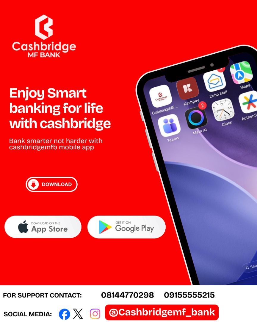 cashbridge_mfb's tweet image. Enjoy smart banking anytime, anywhere with Cashbridge! Download the app today and take control of your finances effortlessly. #Cashbridge #SmartBanking #BankOnTheGo