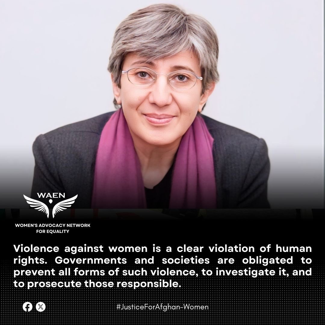 خشونت علیه زنان، نقض صریح حقوق بشر است؛ دولت‌ها و جامعه مکلف اند از هر نوع خشونت جلوگیری، آن را پی‌گیری و عاملان آن را محاکمه کنند
Violence Against Women Ends With
 #JusticeForAfghanWomen
#EndGenderAPartheid #UnitedAgainstDigitalViolence