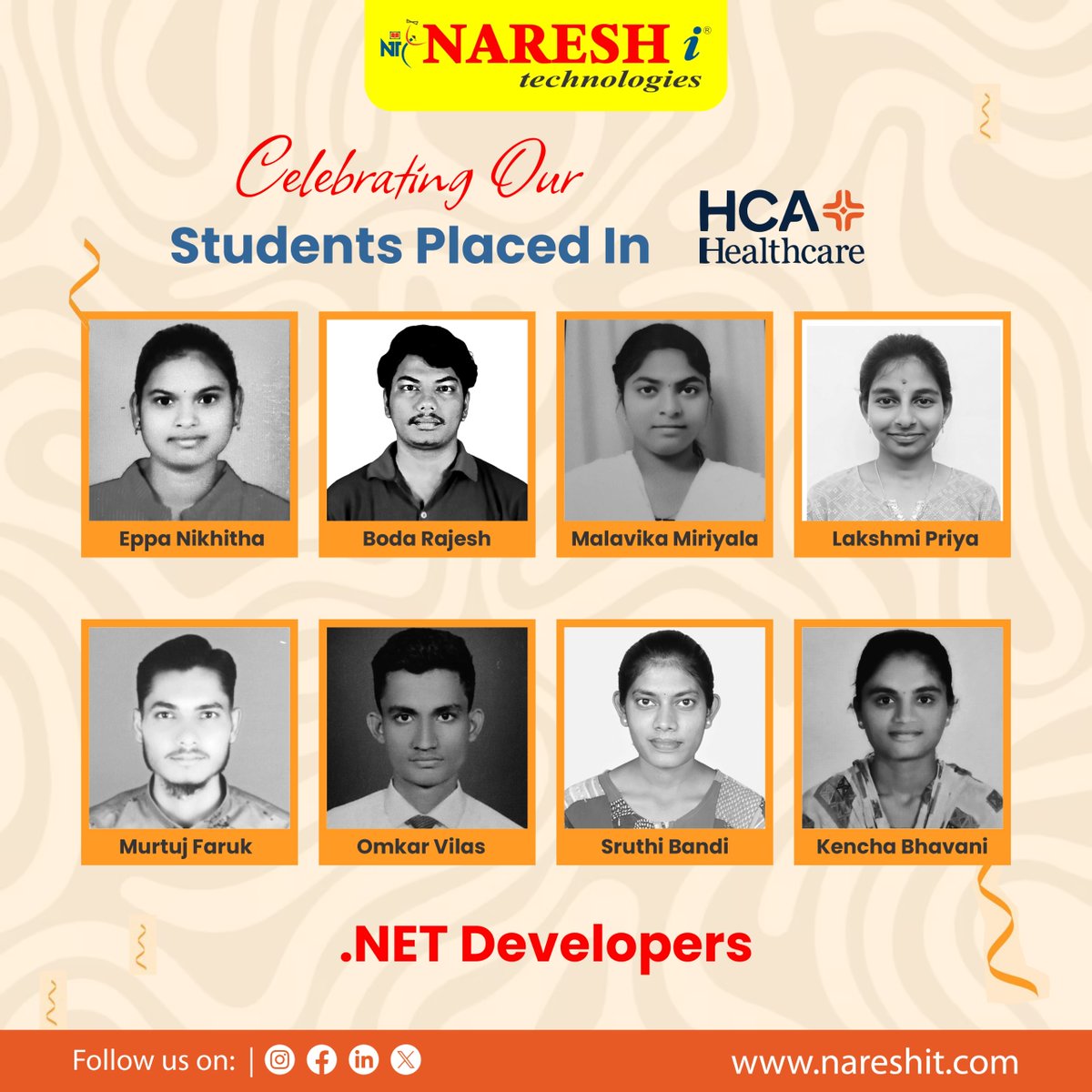 nareshitkphb's tweet image. 🎉 Big congratulations to our students placed as .NET Developers at HCA Healthcare!

Your dedication and consistency have paid off proud of your achievement! 🚀

Start your IT journey with Naresh IT and build your success story.

#NareshIT #DotNetDeveloper #PlacementSuccess