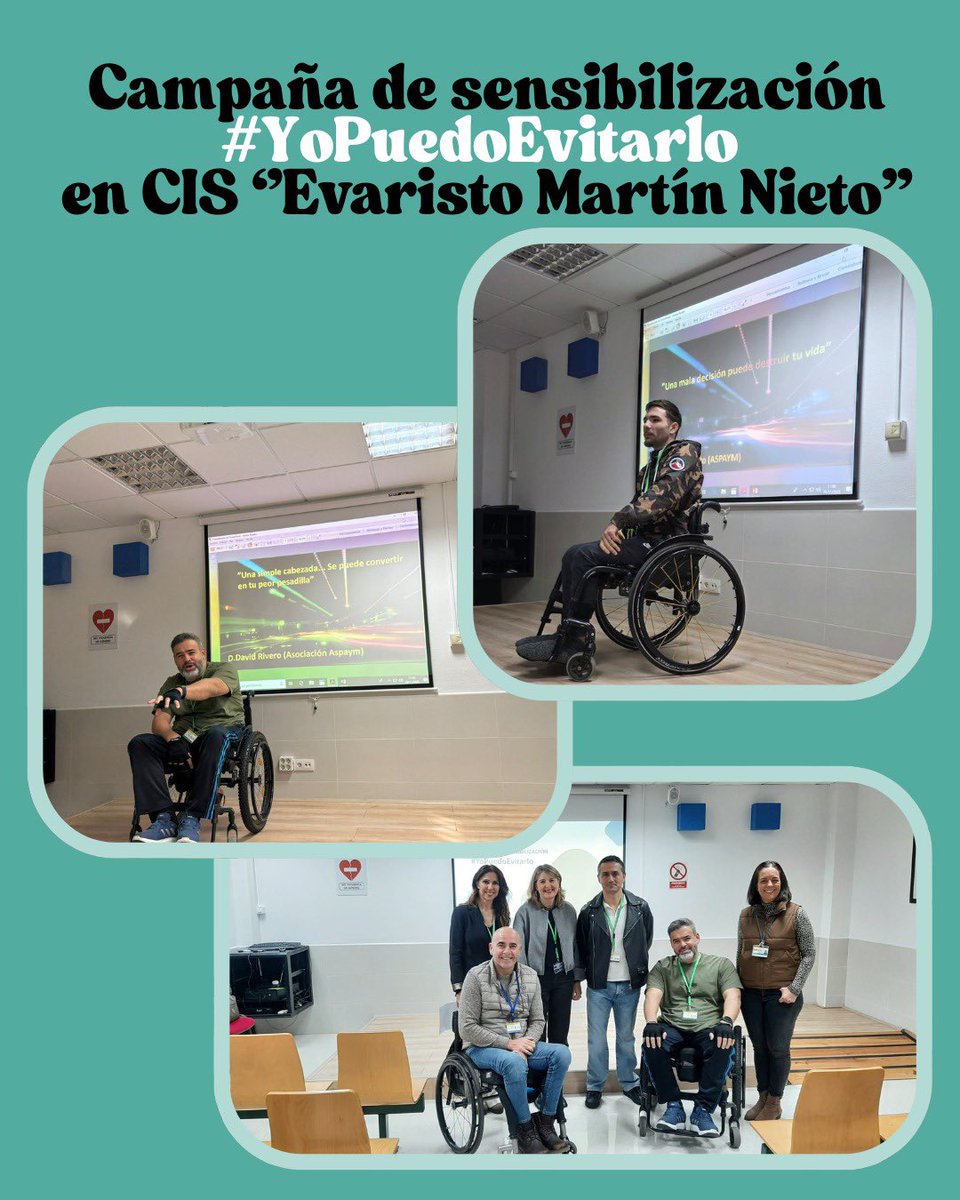 ➡️ El 26 de noviembre, nuestros socios David y Antolín, participaron en la campaña de sensibilización #YoPuedoEvitarlo en CIS ‘’Evaristo Martín Nieto’’

🤝Agradecemos a nuestros compañeros su participación y al CIS Evaristo Martin Nieto el interés por incluirnos en esta campaña.