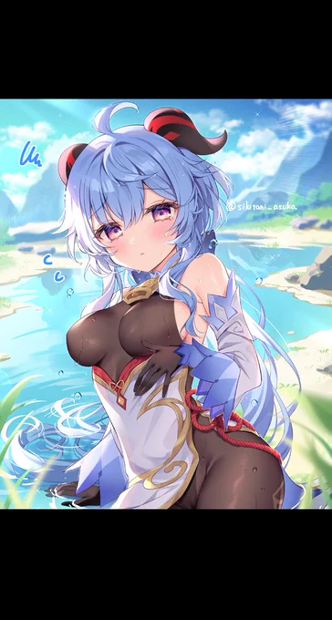 転んじゃったので涙目+湿潤な不憫カワイイ甘雨ちゃん お誕生日おめでとうーー!! #甘雨生誕祭2025 #原神