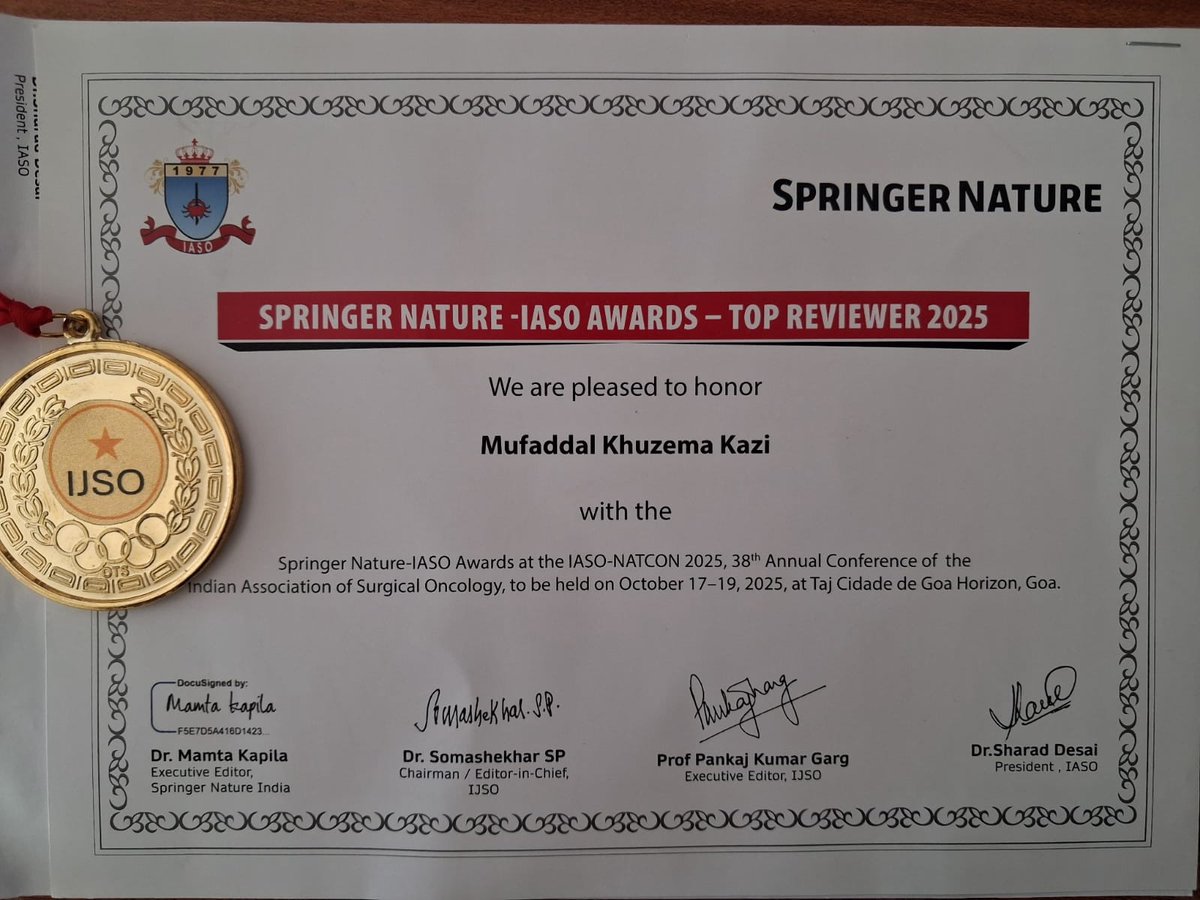 MufaddalKazi's tweet image. Reviewer fatigue needs to be addressed to maintain the quality of peer reviews. Good initiative by @IASO_IJSOonline in recognizing the contribution of peer reviewers. @somusp9 
@TataMemorial @ACTREC_TMC