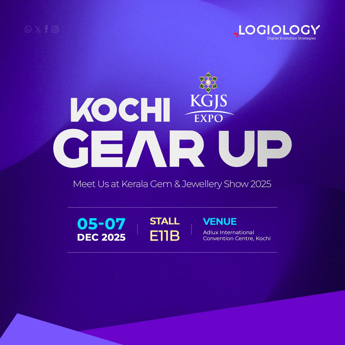 mylogiology's tweet image. We’re coming to Kochi!
Catch us at Kerala Gem &amp;amp; Jewellery Show 2025 — Stall E11B. Let’s grow together. 💜 

#jewellery  #software #erpcrmsoftware #digitaljewellery 
#business #jewellerysoftware