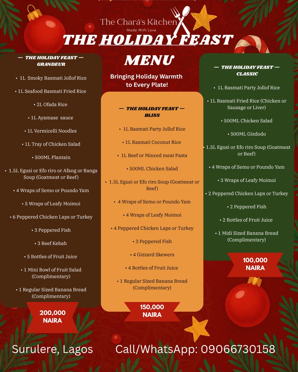 A gentle reminder that we’re still taking bookings for the holiday menu, you can also choose options out of the menu at the normal costs.

Every bulk order comes with complimentary banana bread from Sweet Magnolia’s Bakehouse, book us today and enjoy all of these yummy treats!