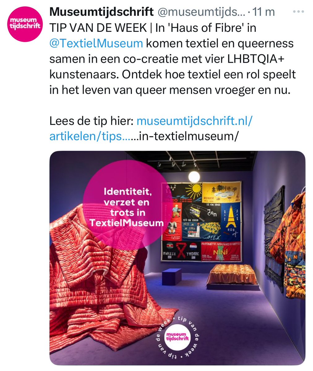 Alsof er over de geschiedenis van textiel niet al meer dan genoeg te vertellen is, LHBTQIA+ moet er (zoals bijna overal) aan de haren bij worden gesleept. Enorm jammer. Wanneer gaat deze obsessie eindelijk de prullenbak in?