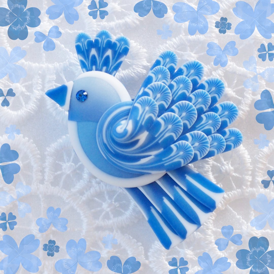 #物語のワンシーンを切り取って　

💙青い鳥💙

#帯留め　
#ハンドメイドアクセサリー