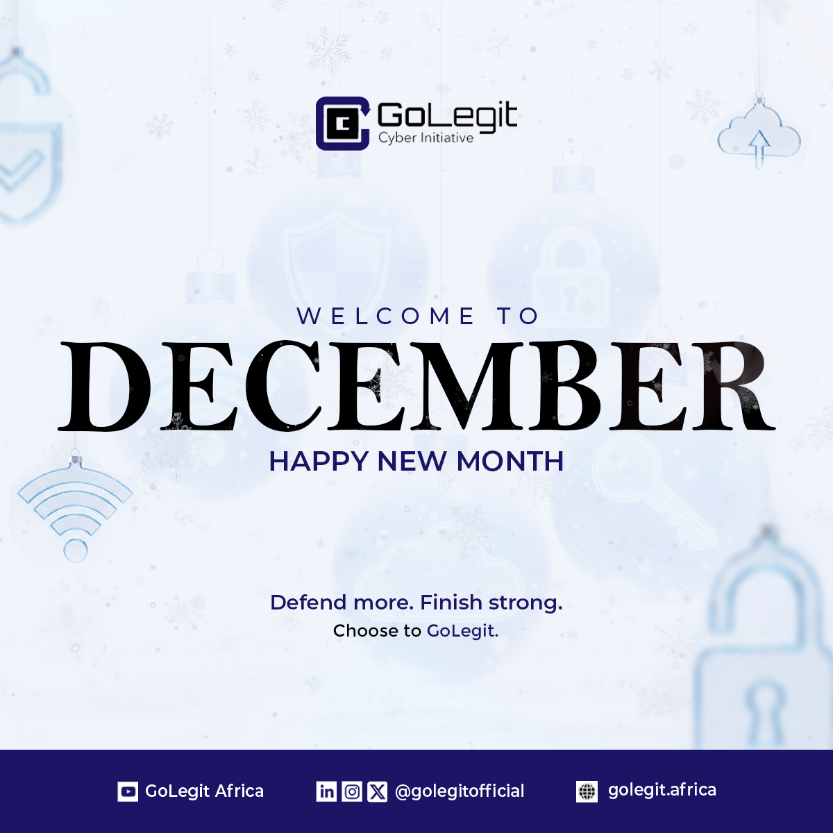 GoLegitOfficial's tweet photo. December is here 🎉

As we close out 2025, let’s continue to push for purpose, integrity, and impact in Africa’s digital space.

Because the future belongs to those who choose to do good, and do it well.

Defend more. Go Legit.
Happy new month!

#GoLegitAfrica #December2025 https://t.co/GxVUF761CA